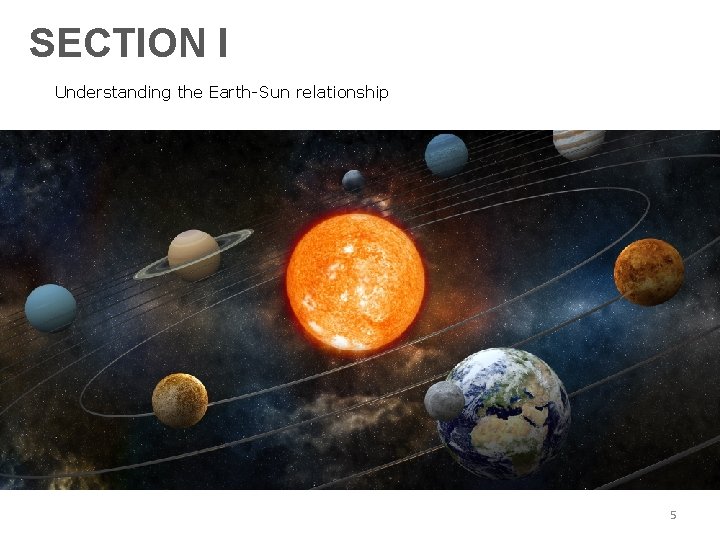 SECTION I Understanding the Earth-Sun relationship 5 