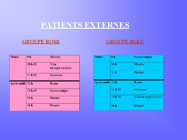 PATIENTS EXTERNES GROUPE ROSE GROUPE BLEU 