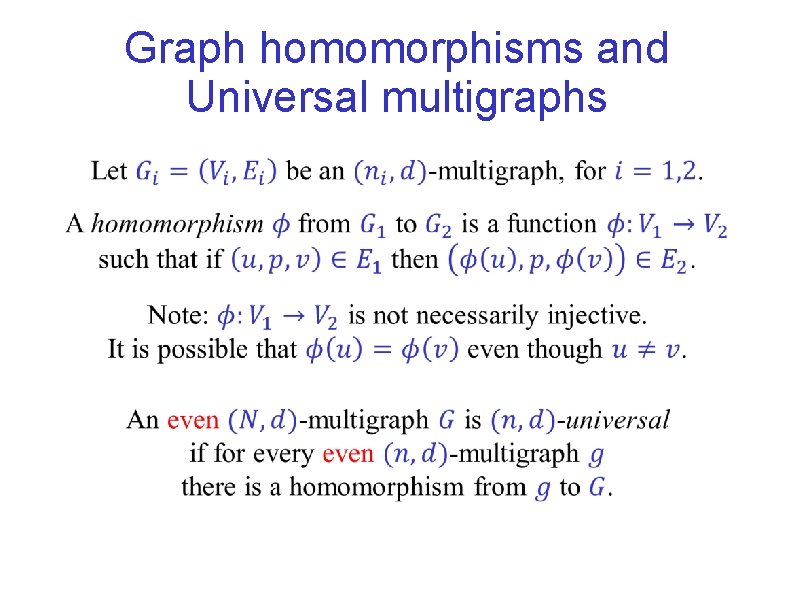 Graph homomorphisms and Universal multigraphs 