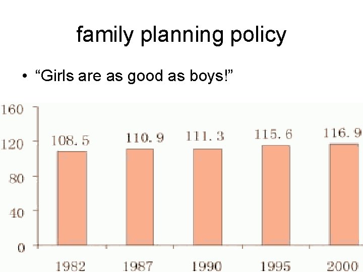 family planning policy • “Girls are as good as boys!” 