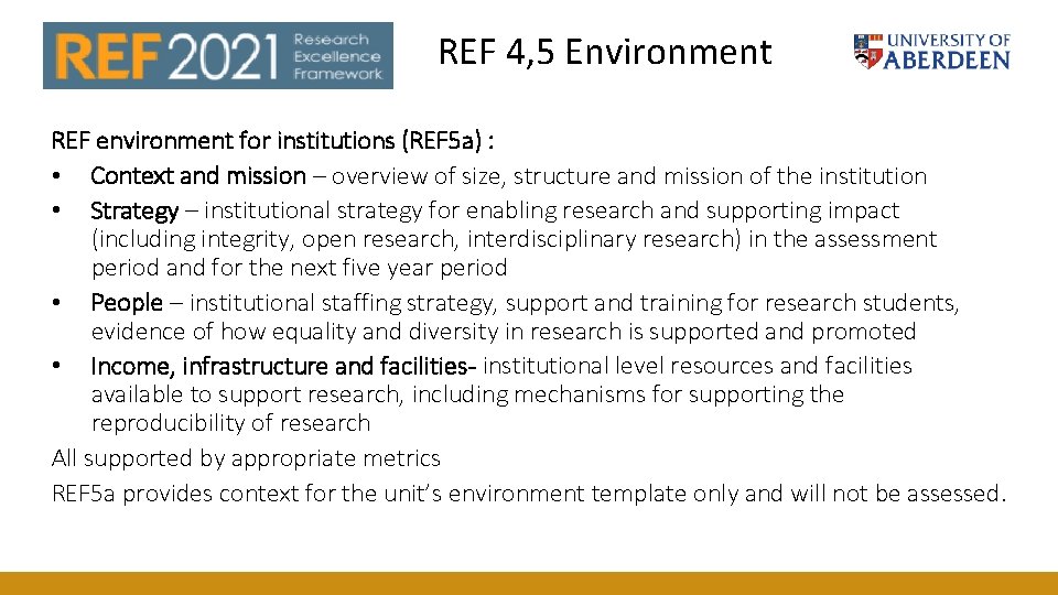 REF 4, 5 Environment REF environment for institutions (REF 5 a) : • Context REF 4, 5 Environment REF environment for institutions (REF 5 a) : • Context