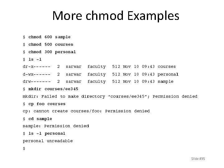 More chmod Examples Slide #35 