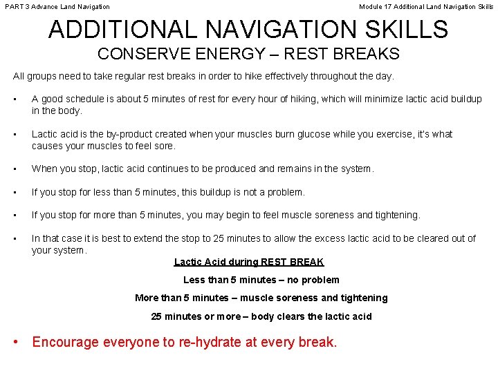PART 3 Advance Land Navigation Module 17 Additional Land Navigation Skills ADDITIONAL NAVIGATION SKILLS