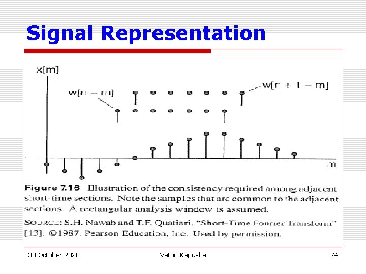 Signal Representation 30 October 2020 Veton Këpuska 74 