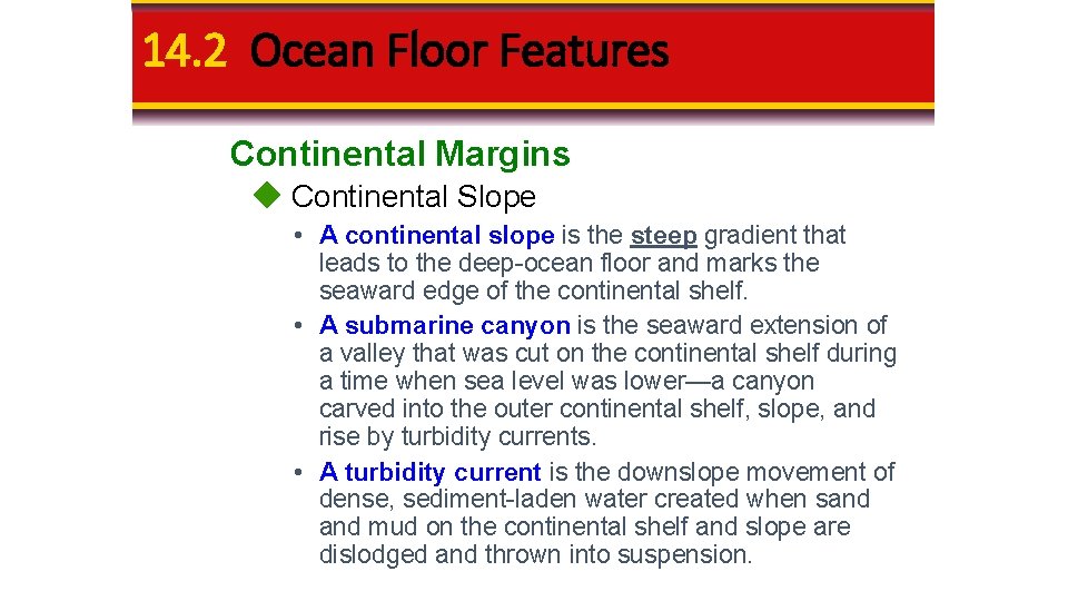 14. 2 Ocean Floor Features Continental Margins Continental Slope • A continental slope is 14. 2 Ocean Floor Features Continental Margins Continental Slope • A continental slope is