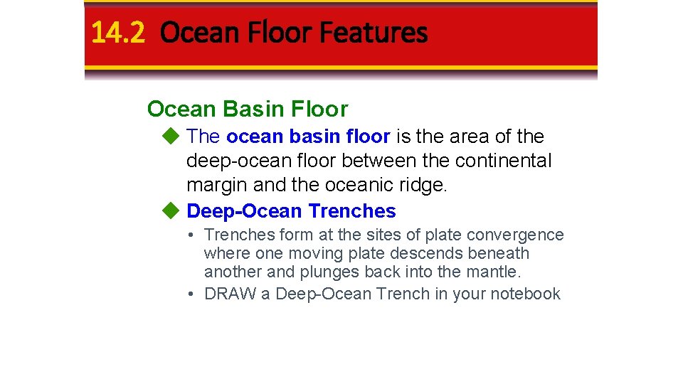 14. 2 Ocean Floor Features Ocean Basin Floor The ocean basin floor is the 14. 2 Ocean Floor Features Ocean Basin Floor The ocean basin floor is the