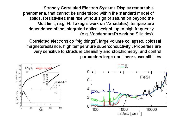 Strongly Correlated Electron Systems Display remarkable phenomena, that cannot be understood within the standard Strongly Correlated Electron Systems Display remarkable phenomena, that cannot be understood within the standard