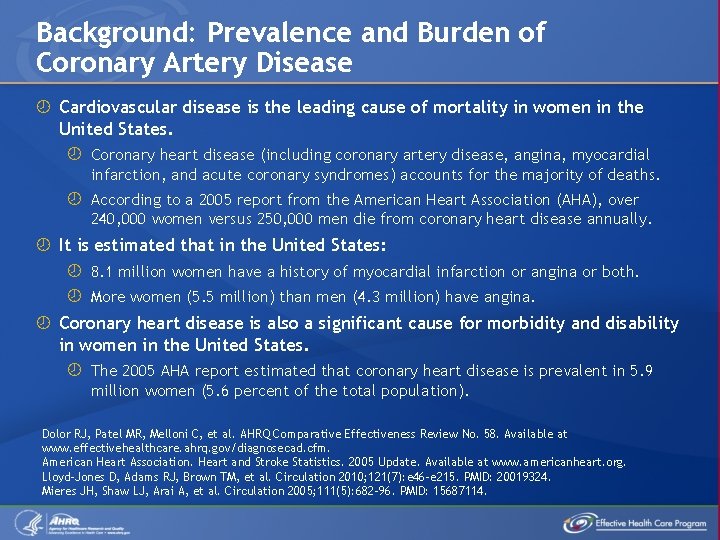 Background: Prevalence and Burden of Coronary Artery Disease Cardiovascular disease is the leading cause