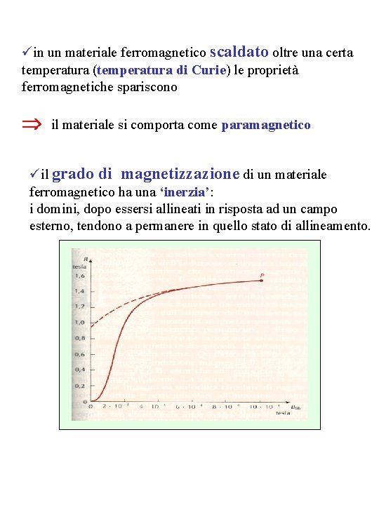 üin un materiale ferromagnetico scaldato oltre una certa temperatura (temperatura di Curie) le proprietà