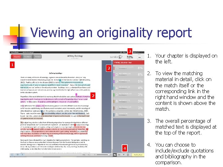 Viewing an originality report 3 1 2 1. Your chapter is displayed on the Viewing an originality report 3 1 2 1. Your chapter is displayed on the