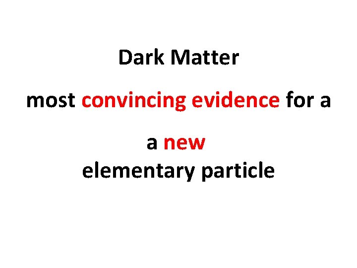 Dark Matter most convincing evidence for a a new elementary particle 