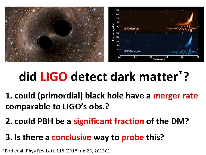 did LIGO detect dark * matter ? 1. could (primordial) black hole have a