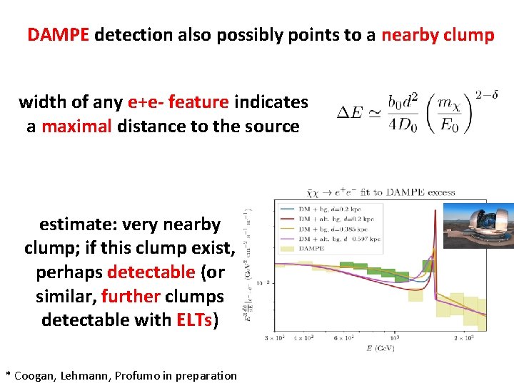 DAMPE detection also possibly points to a nearby clump width of any e+e- feature