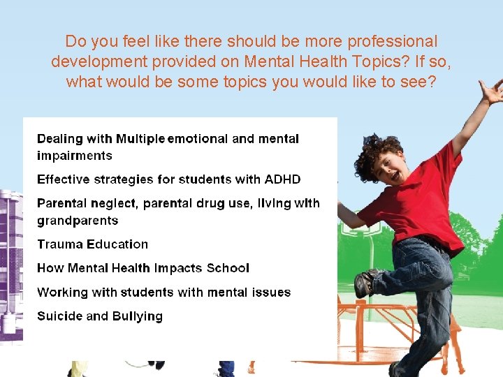 Do you feel like there should be more professional development provided on Mental Health