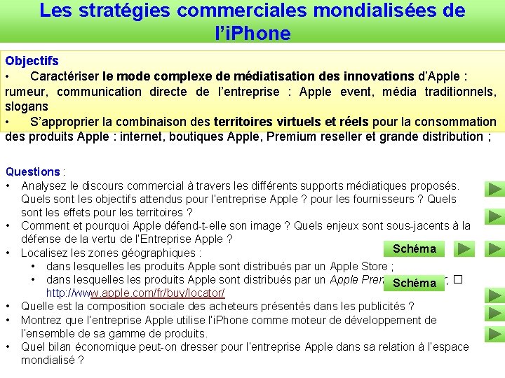 Les stratégies commerciales mondialisées de l’i. Phone Objectifs • Caractériser le mode complexe de
