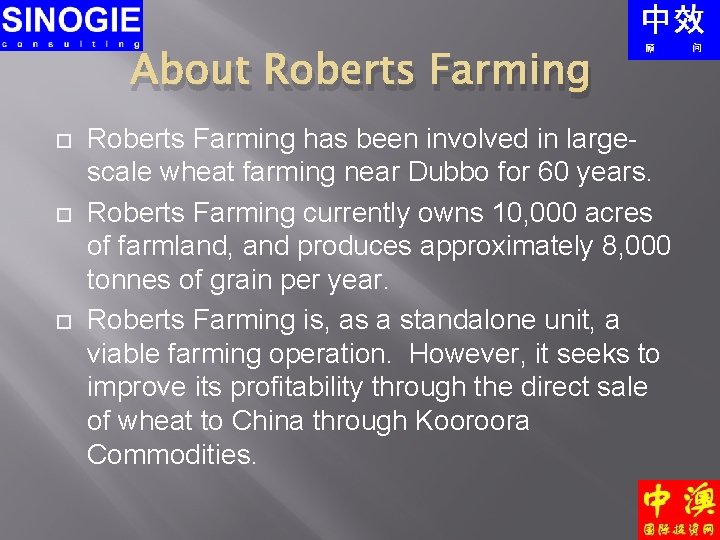 About Roberts Farming has been involved in largescale wheat farming near Dubbo for 60