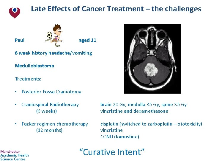Late Effects of Cancer Treatment – the challenges Paul aged 11 6 week history