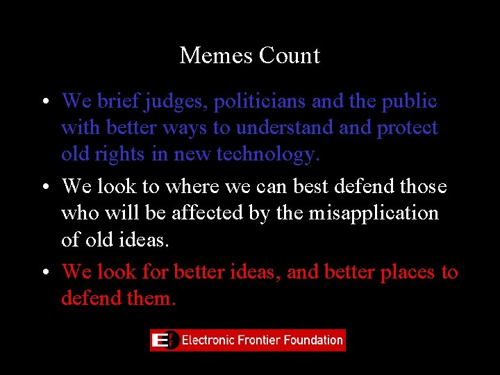 Memes Count • We brief judges, politicians and the public with better ways to