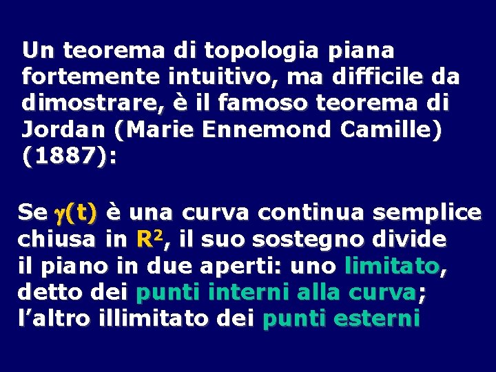 Un teorema di topologia piana fortemente intuitivo, ma difficile da dimostrare, è il famoso