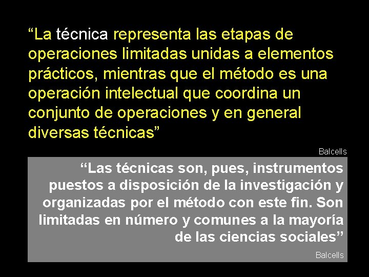 “La técnica representa las etapas de operaciones limitadas unidas a elementos prácticos, mientras que