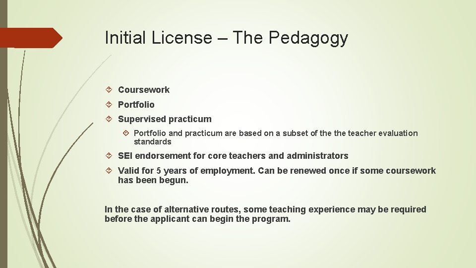 Initial License – The Pedagogy Coursework Portfolio Supervised practicum Portfolio and practicum are based
