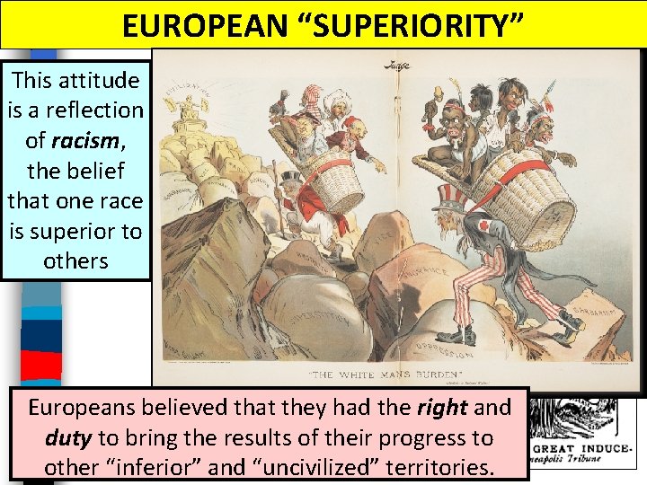 EUROPEAN “SUPERIORITY” This attitude is a reflection of racism, the belief that one race