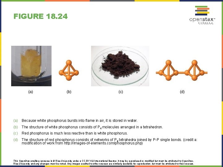 FIGURE 18. 24 (a) Because white phosphorus bursts into flame in air, it is