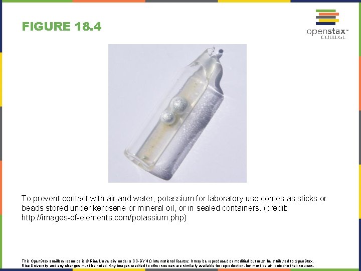 FIGURE 18. 4 To prevent contact with air and water, potassium for laboratory use