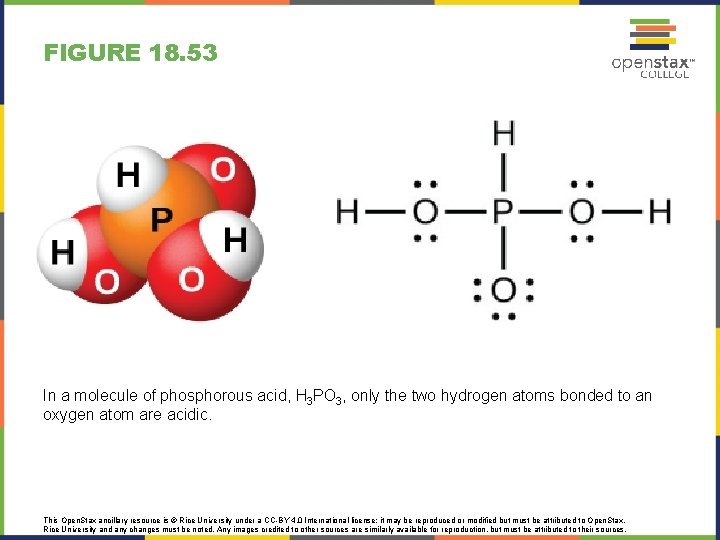 FIGURE 18. 53 In a molecule of phosphorous acid, H 3 PO 3, only