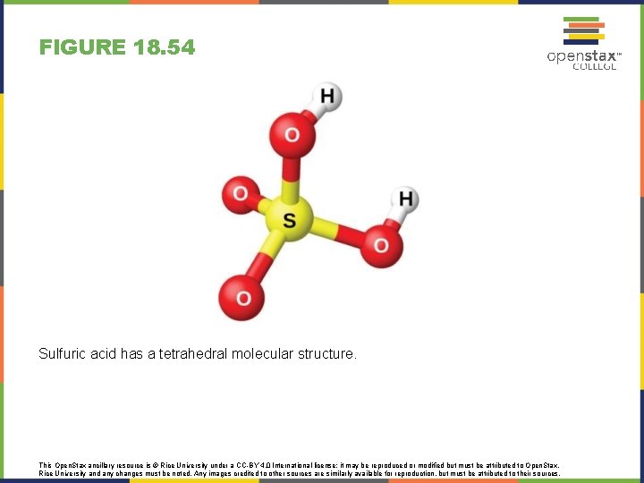 FIGURE 18. 54 Sulfuric acid has a tetrahedral molecular structure. This Open. Stax ancillary