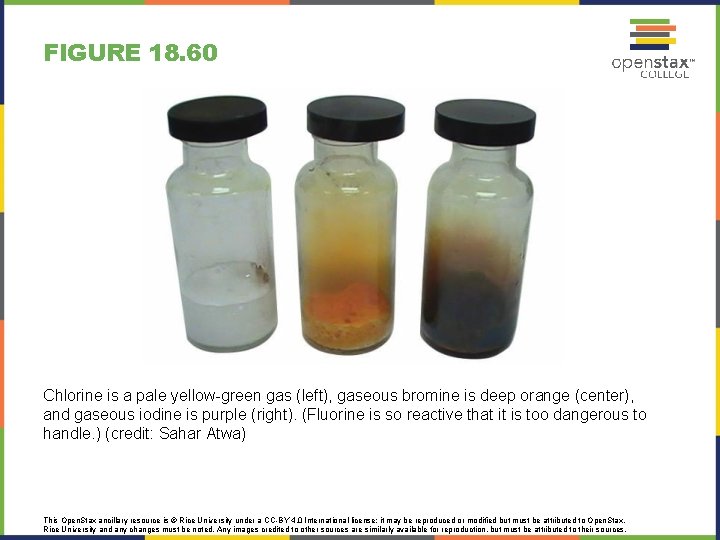 FIGURE 18. 60 Chlorine is a pale yellow-green gas (left), gaseous bromine is deep