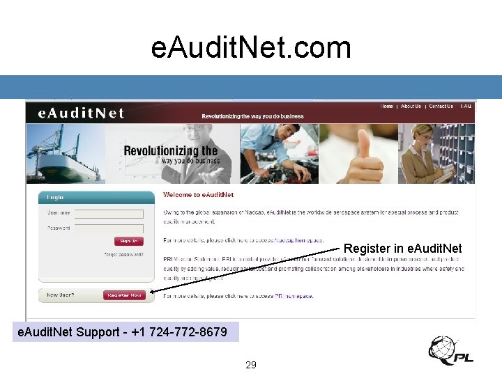 e. Audit. Net. com Register in e. Audit. Net Support - +1 724 -772