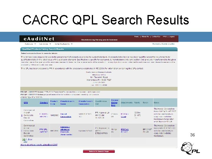 CACRC QPL Search Results 36 