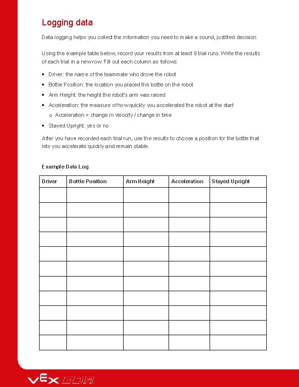 Logging data Data logging helps you collect the information you need to make a