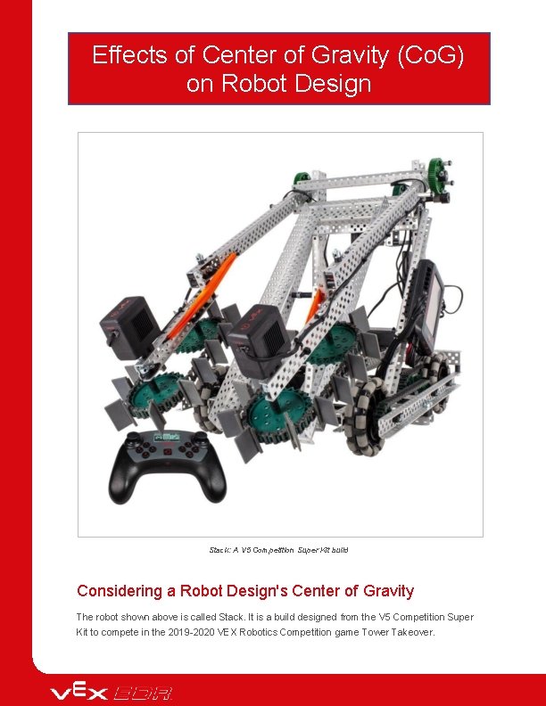Effects of Center of Gravity (Co. G) on Robot Design Stack: A V 5