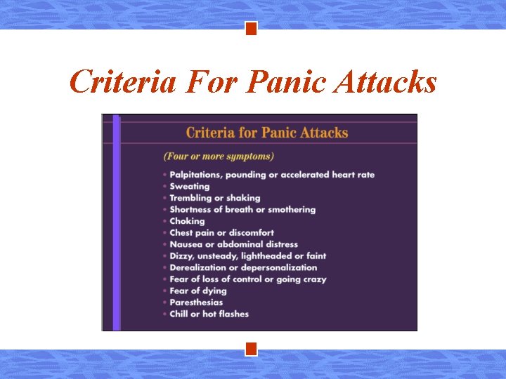 Criteria For Panic Attacks 