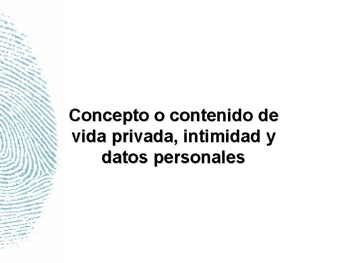 Concepto o contenido de vida privada, intimidad y datos personales 