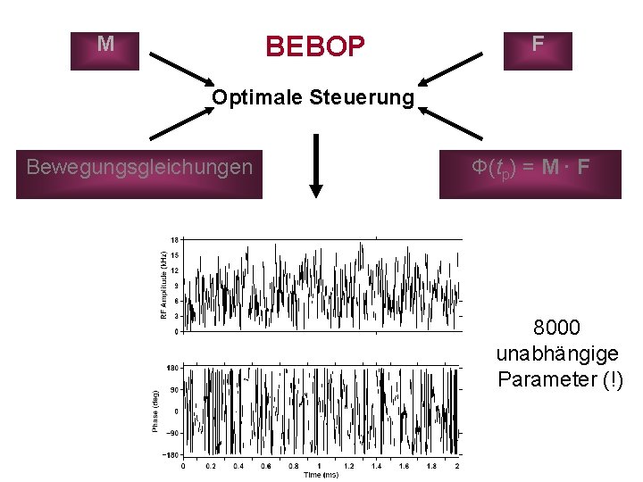 BEBOP M F Optimale Steuerung Bewegungsgleichungen Φ(tp) = M ∙ F 8000 unabhängige Parameter