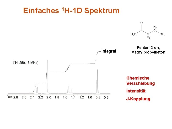  Einfaches 1 H-1 D Spektrum Integral Pentan-2 -on, Methylpropylketon Chemische Verschiebung Intensität J-Kopplung