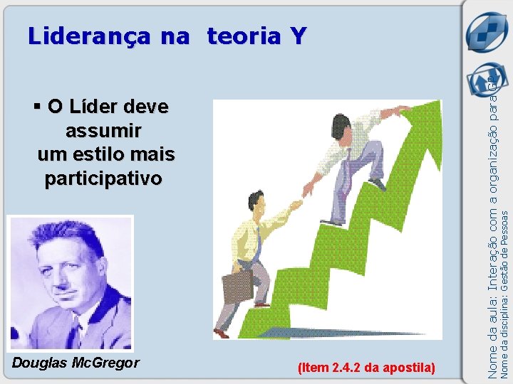 Douglas Mc. Gregor (Item 2. 4. 2 da apostila) Nome da disciplina: Gestão de