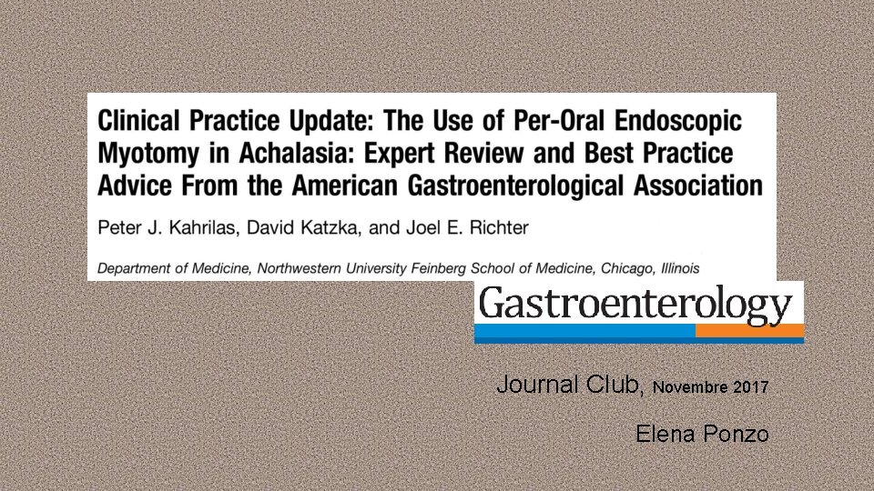 Journal Club, Novembre 2017 Elena Ponzo 
