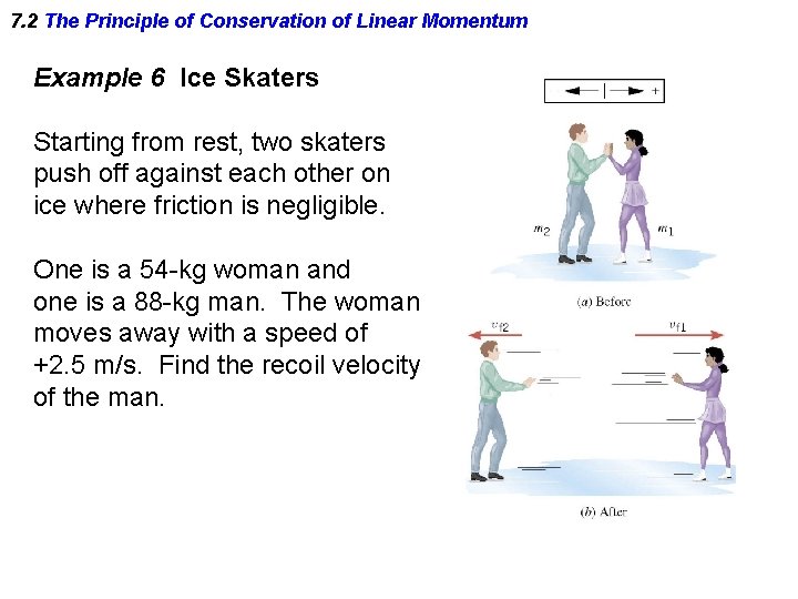 7. 2 The Principle of Conservation of Linear Momentum Example 6 Ice Skaters Starting 7. 2 The Principle of Conservation of Linear Momentum Example 6 Ice Skaters Starting