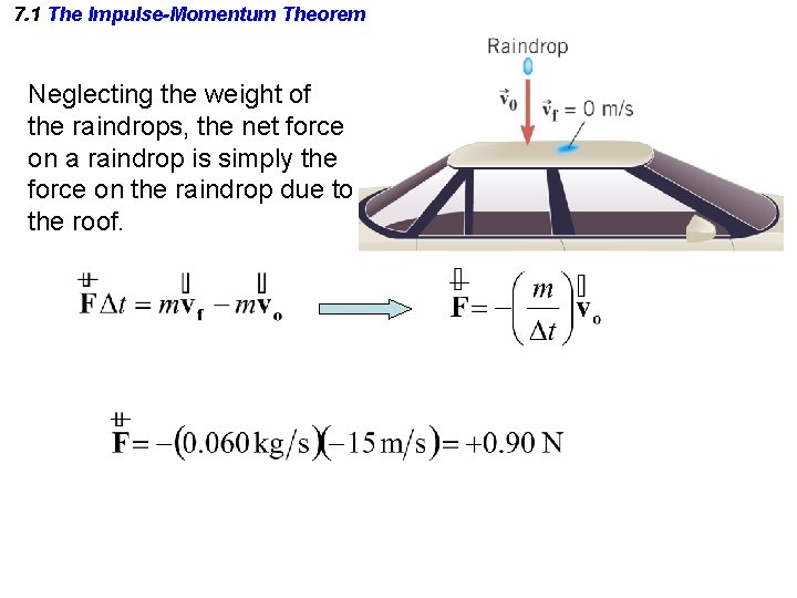 7. 1 The Impulse-Momentum Theorem Neglecting the weight of the raindrops, the net force 7. 1 The Impulse-Momentum Theorem Neglecting the weight of the raindrops, the net force