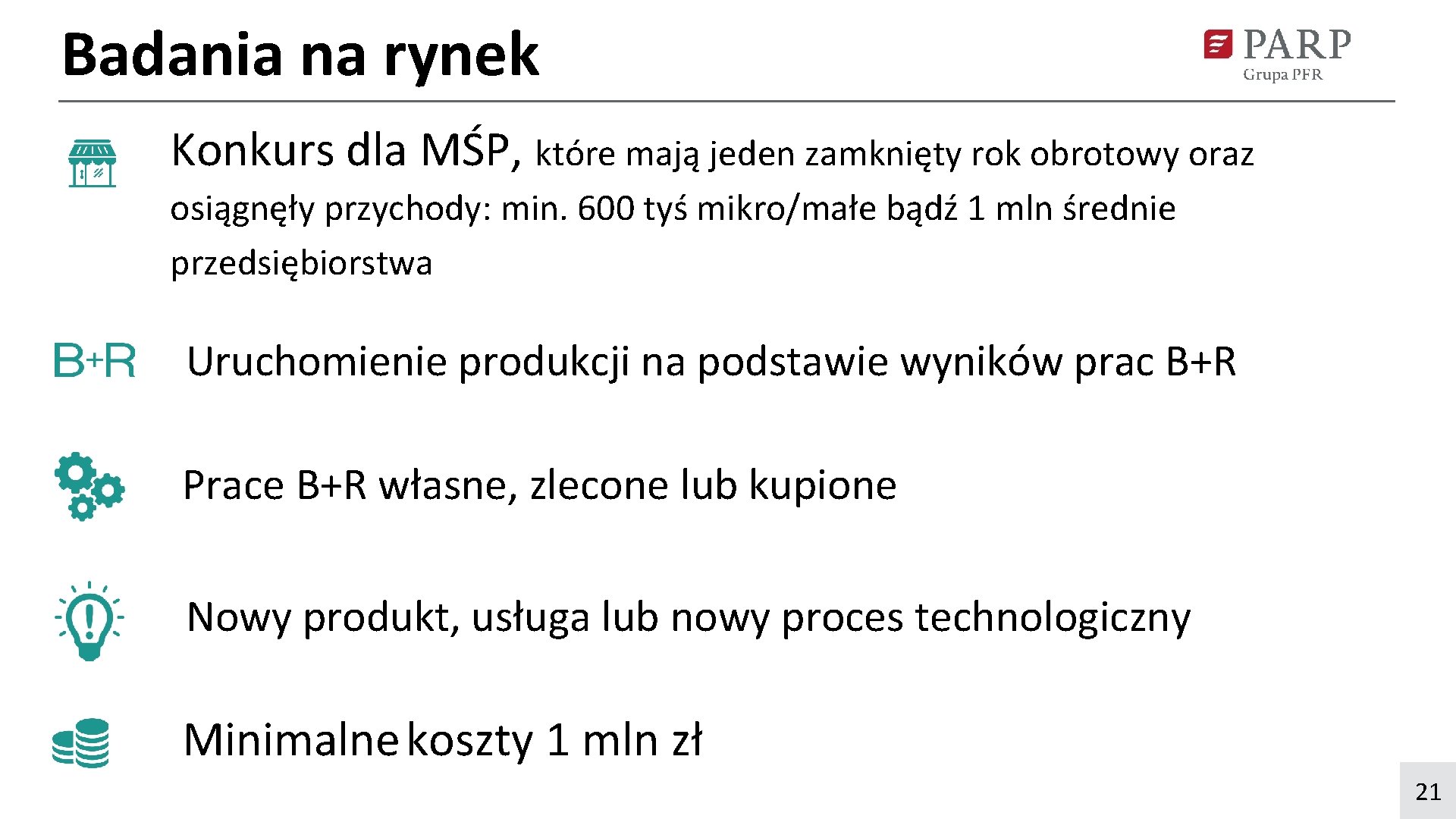 Badania na rynek Konkurs dla MŚP, które mają jeden zamknięty rok obrotowy oraz osiągnęły