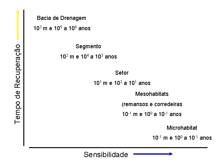 Bacia de Drenagem Tempo de Recuperação 103 m e 105 a 106 anos Segmento