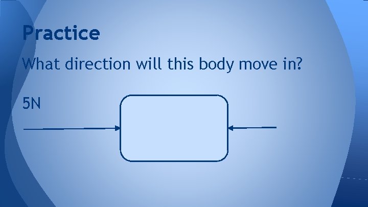 Practice What direction will this body move in? 5 N 10 N 