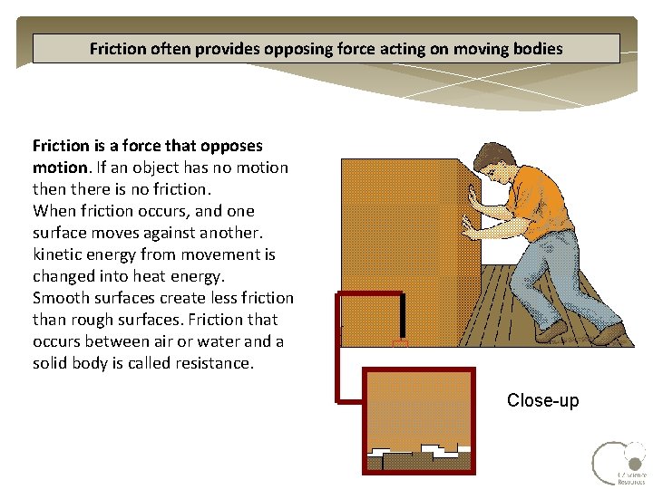 Friction often provides opposing force acting on moving bodies Friction is a force that