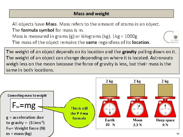 Mass and weight All objects have Mass refers to the amount of atoms in