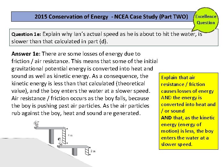 2015 Conservation of Energy - NCEA Case Study (Part TWO) Excellence Question 1 e: