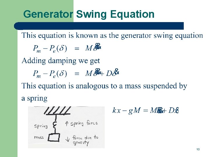 Generator Swing Equation 10 